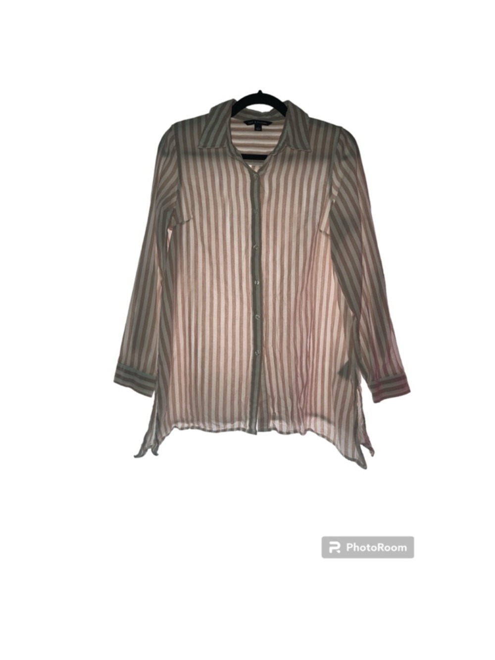 Zac & Rachel Cream & White Striped Button-Up Blouse - Women’s Medium - EUC - Picture 2 of 10